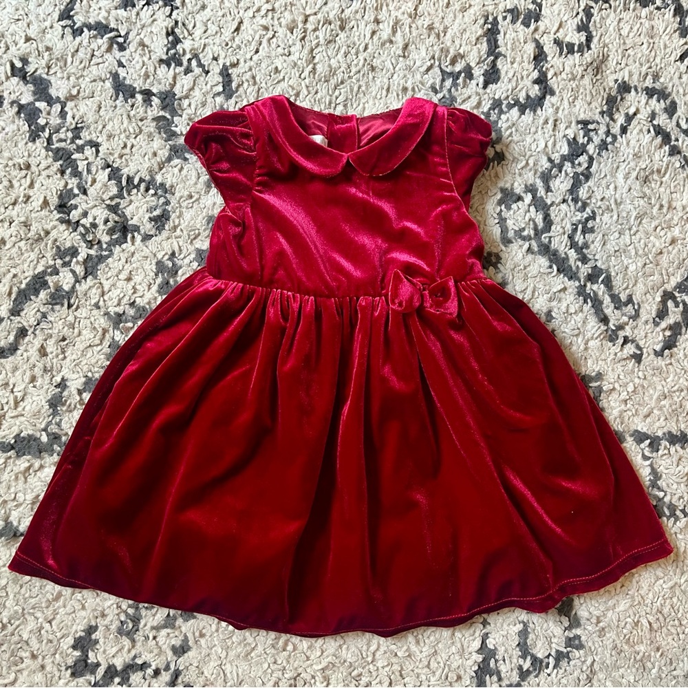 H&M Velvet Red Dress with Bow toddler size 2T